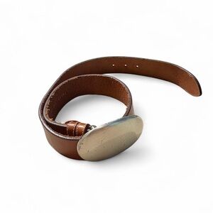 Vintage Laurèl Made in Italy Tan Leather Belt with Gold Buckle